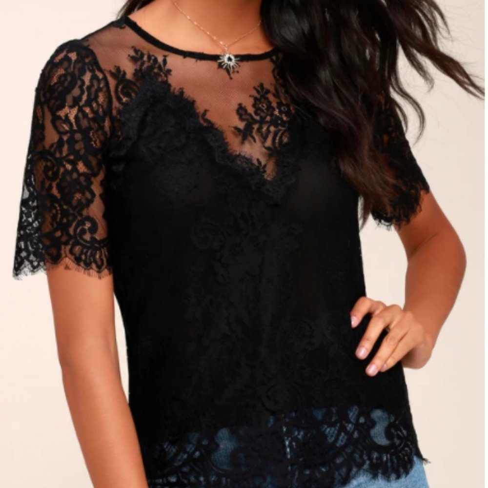 Lulu's NWT Pure Genius Sheer Lace Top